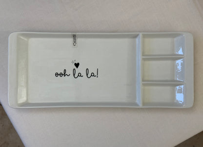 Vassoio in Ceramica con 4 Scomparti cm.38x16x h. cm2,5