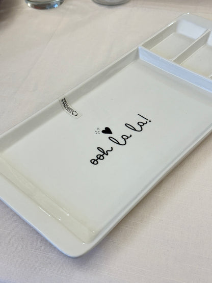 Vassoio in Ceramica con 4 Scomparti cm.38x16x h. cm2,5