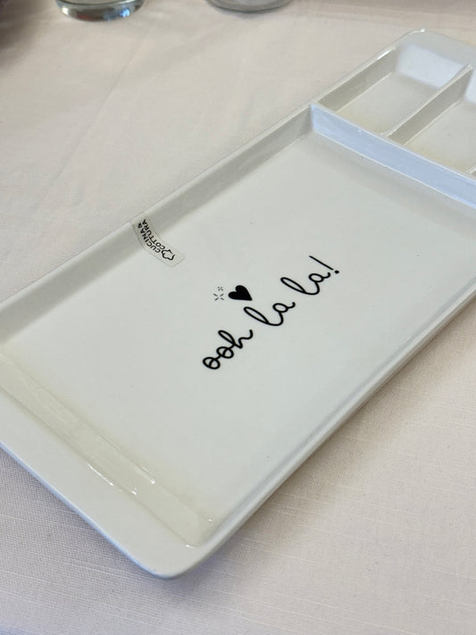 Vassoio in Ceramica con 4 Scomparti cm.38x16x h. cm2,5