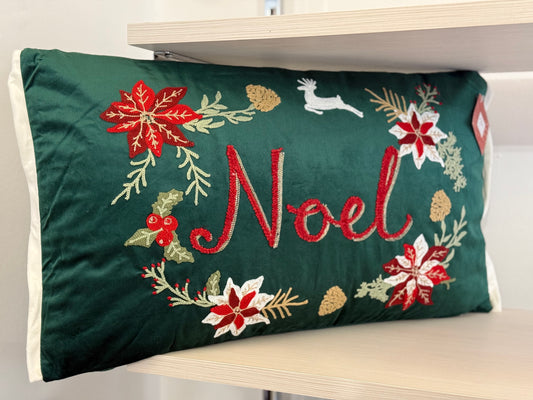 Cuscino Rettangolare Natalizio Ricamato in Velluto 35x60