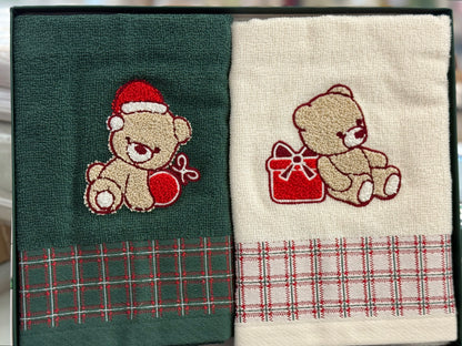 Set 2 Strofinacci Natalizi in Scatola Vingi Spugna 100% Cotone