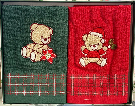 Set 2 Strofinacci Natalizi in Scatola Vingi Spugna 100% Cotone