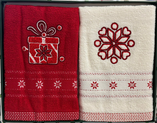 Set 2 Strofinacci Natalizi in Scatola Vingi Spugna 100% Cotone
