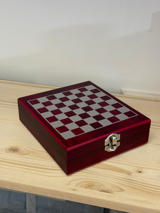Set Sommelier 4 Accessori con Scacchiera in Legno