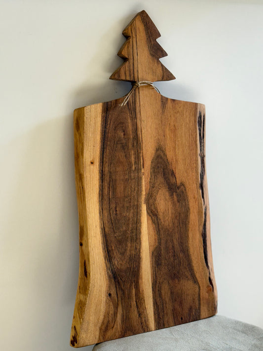 Tagliere con Manico a Forma di Albero in Legno Naturale