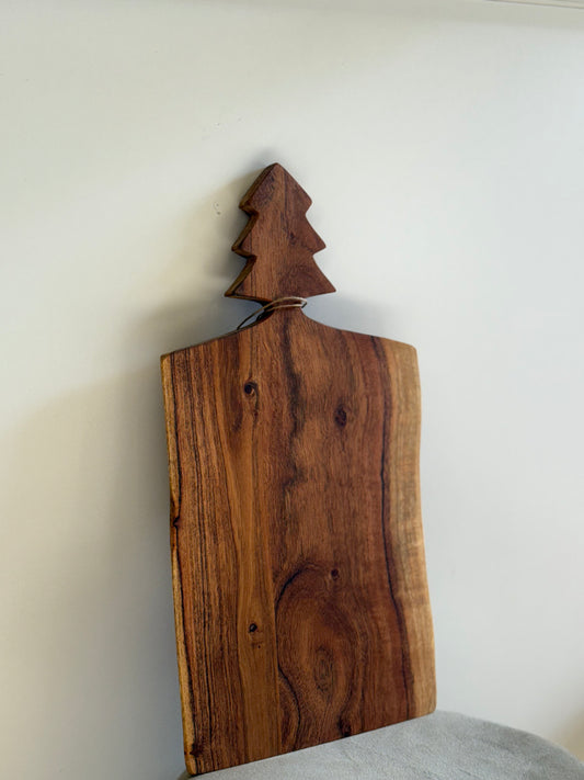 Tagliere con Manico a Forma di Albero in Legno Naturale