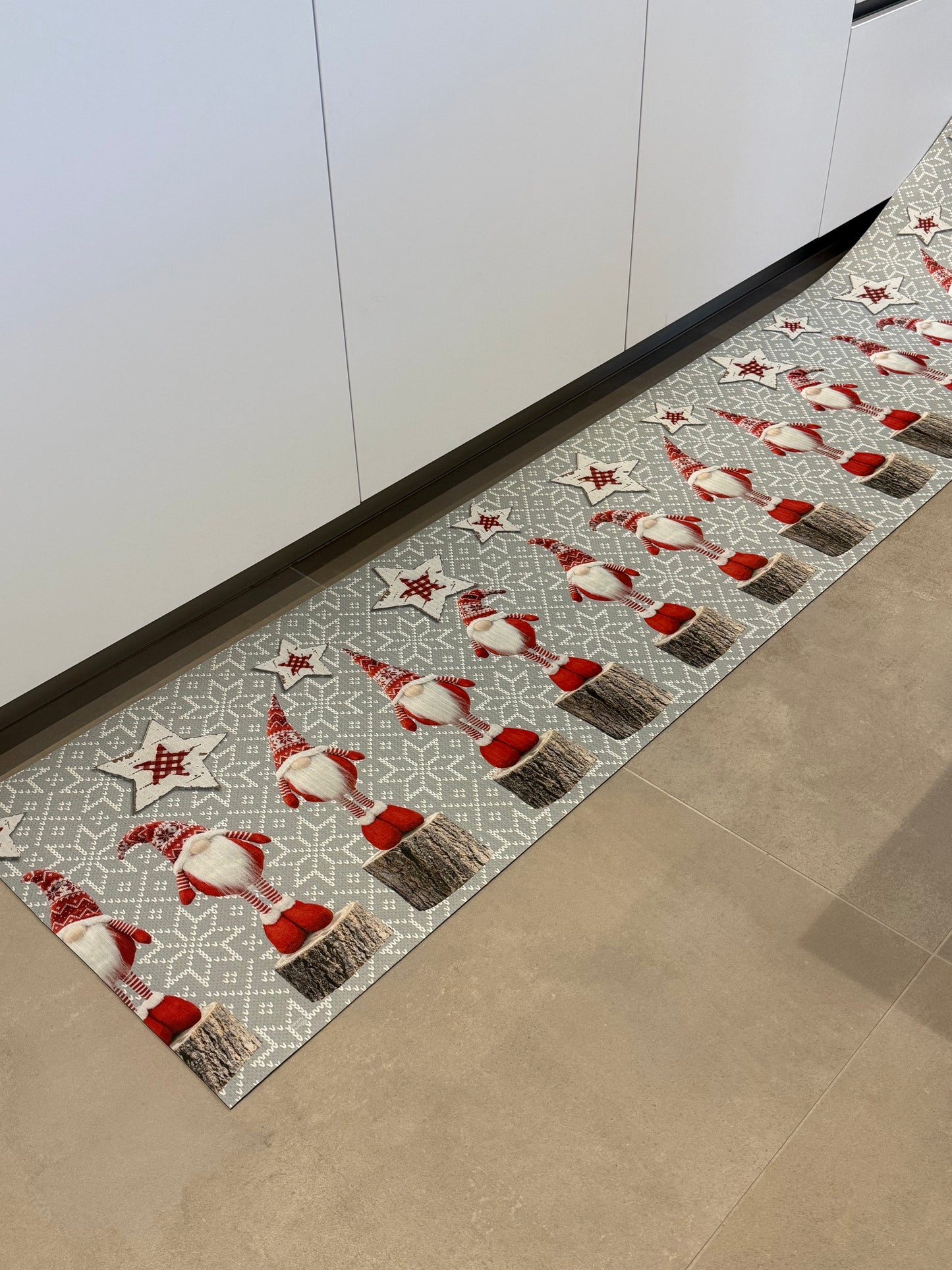 Passatoia a Metraggio Natalizia Gnomi-Tappeto Cucina Lavabile Antiscivolo