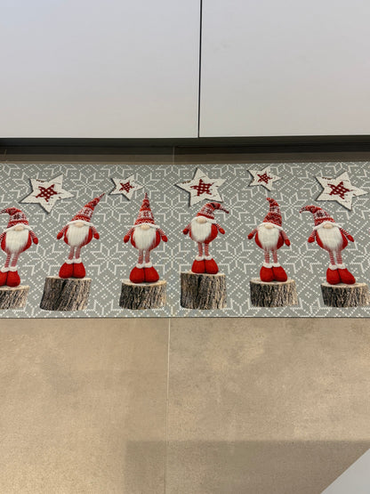 Passatoia a Metraggio Natalizia Gnomi-Tappeto Cucina Lavabile Antiscivolo