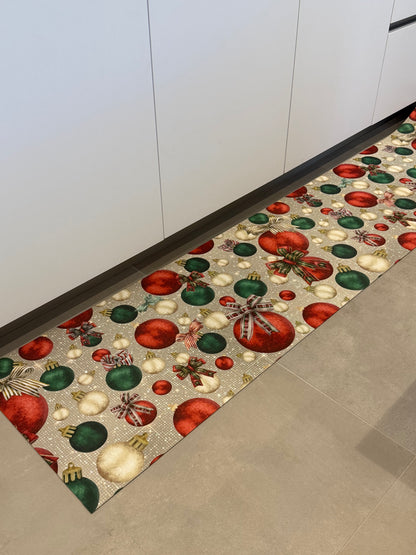 Passatoia Natalizia Xmas a Metraggio-Tappeto Cucina Lavabile Antiscivolo