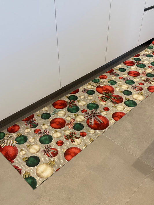 Passatoia Natalizia Xmas a Metraggio-Tappeto Cucina Lavabile Antiscivolo