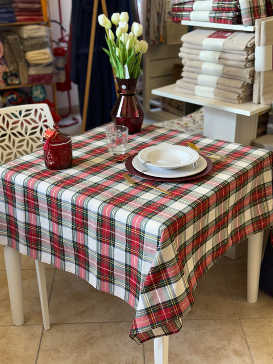 Tovaglia Scozzese Natalizia Lurex Zambaiti - Made in Italy