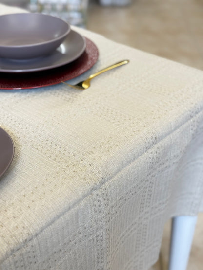 Tovaglia Jacquard Gold Zambaiti - Beige con Fili Dorati Made in Italy
