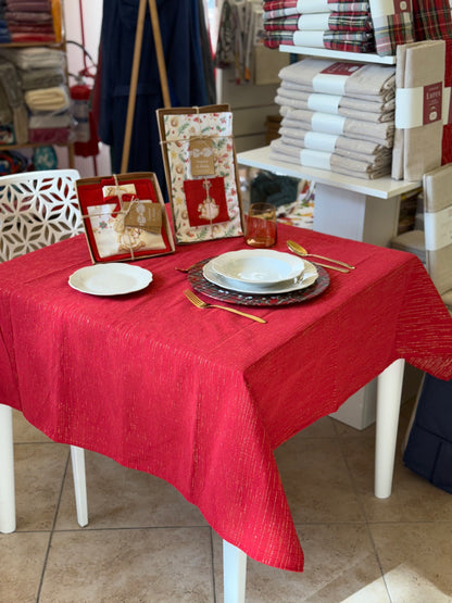 Tovaglia Jacquard Lurex Rossa Zambaiti - Elegante e Made in Italy