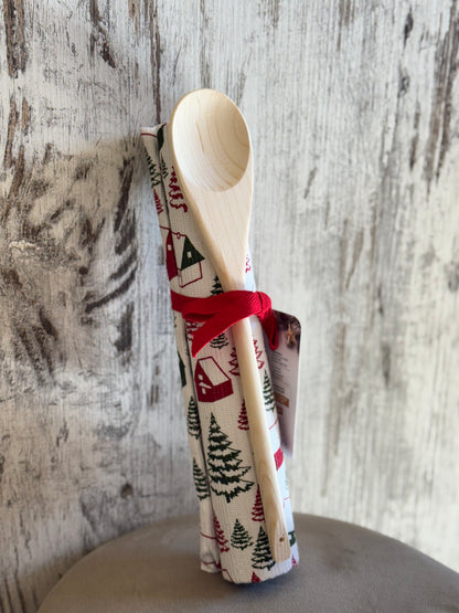 Strofinaccio Natalizio con Cucchiaio in Legno - 40x70 cm | CharmeCasa