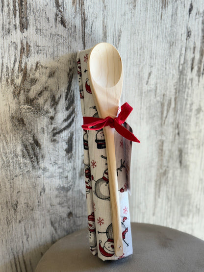 Strofinaccio Natalizio con Cucchiaio in Legno - 40x70 cm | CharmeCasa