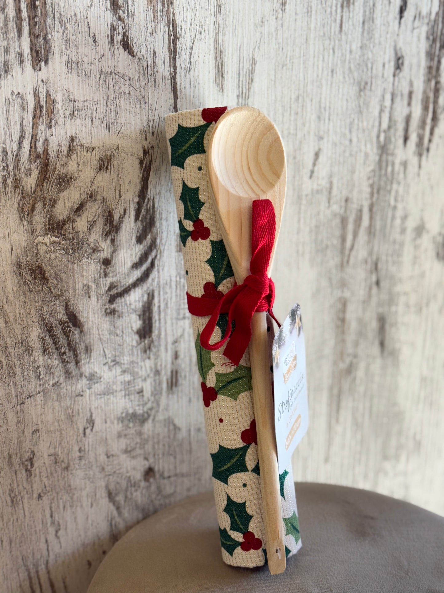 Strofinaccio Natalizio con Cucchiaio in Legno - 40x70 cm | CharmeCasa