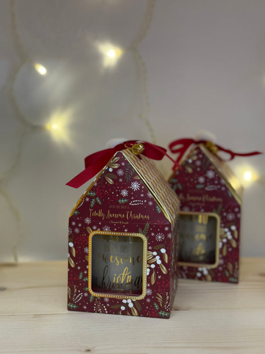 Candela Natalizia in Vetro con Casetta - Vaniglia (20 ore)