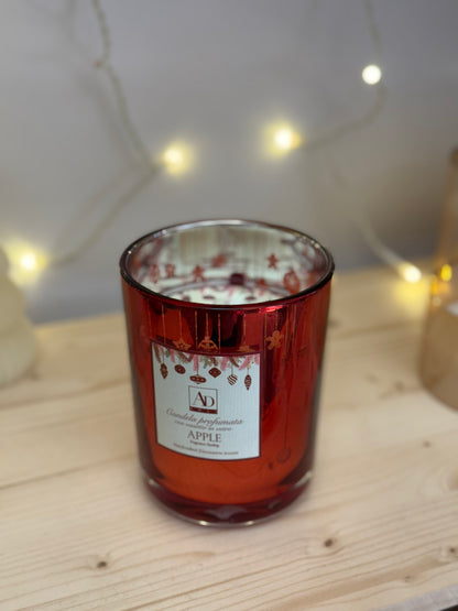 Candela Profumata Apple in Vetro Rosso - 330g Durata 45h
