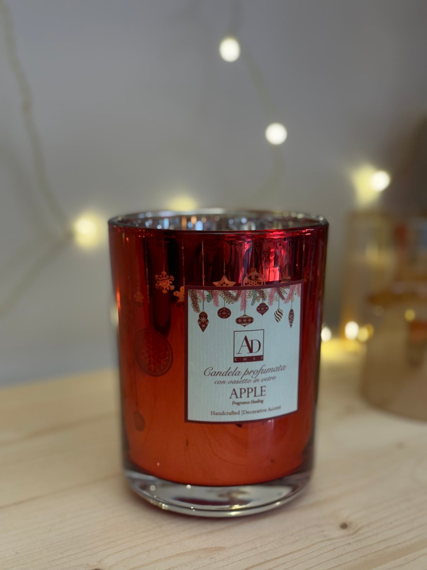 Candela Profumata Apple in Vetro Rosso - 330g Durata 45h
