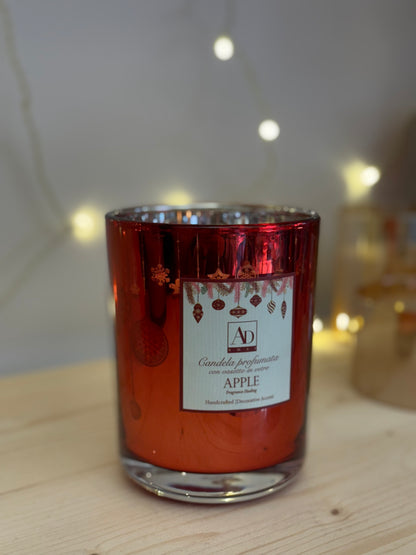 Candela Profumata Apple in Vetro Rosso - 330g Durata 45h