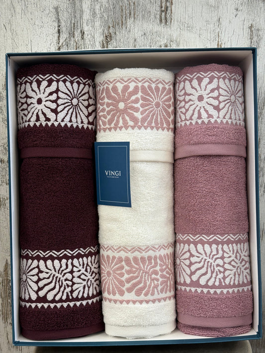 Set Asciugamani 3+3 in Spugna 100% Cotone Vingi Giulia