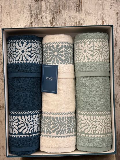 Set Asciugamani 3+3 in Spugna 100% Cotone Vingi Giulia