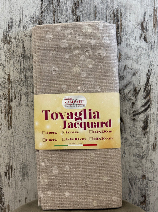 Tovaglia Jacquard Natalizia Lurex Tessitura Zambaiti x12 140x240 Made in Italy