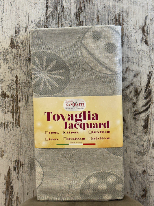 Tovaglia Natalizia Lurex Jacquard Tessitura Zambaiti x12 140x240