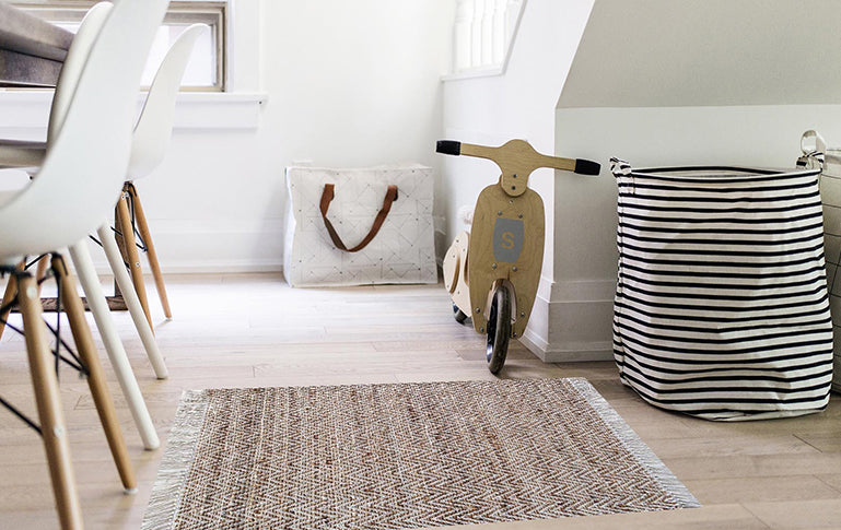 Tappeto in Juta e Cotone Naturale a Spina di Pesce 80x150-Intrecciato a Mano I Juta 183