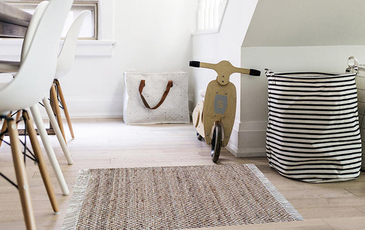 Tappeto in Juta e Cotone Naturale a Spina di Pesce 80x150-Intrecciato a Mano I Juta 183