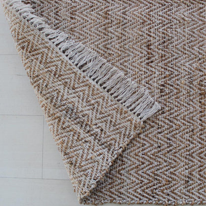 Tappeto in Juta e Cotone Naturale a Spina di Pesce 80x150-Intrecciato a Mano I Juta 183