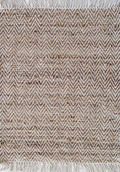 Tappeto in Juta e Cotone Naturale a Spina di Pesce 80x150-Intrecciato a Mano I Juta 183