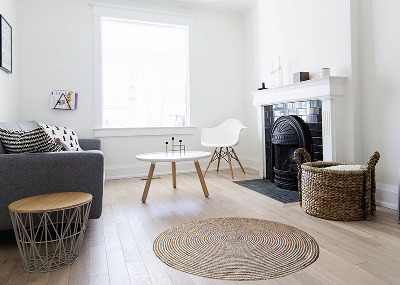 Tappeto Rotondo in Juta e Cotone Naturale-Intrecciato a Mano ø110cm I Juta 509