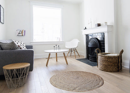 Tappeto Rotondo in Juta e Cotone Naturale-Intrecciato a Mano ø110cm I Juta 509