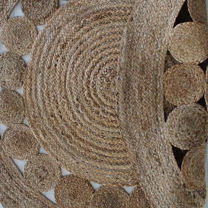Tappeto in Juta Naturale Intrecciato a Mano Rotondo ø 110