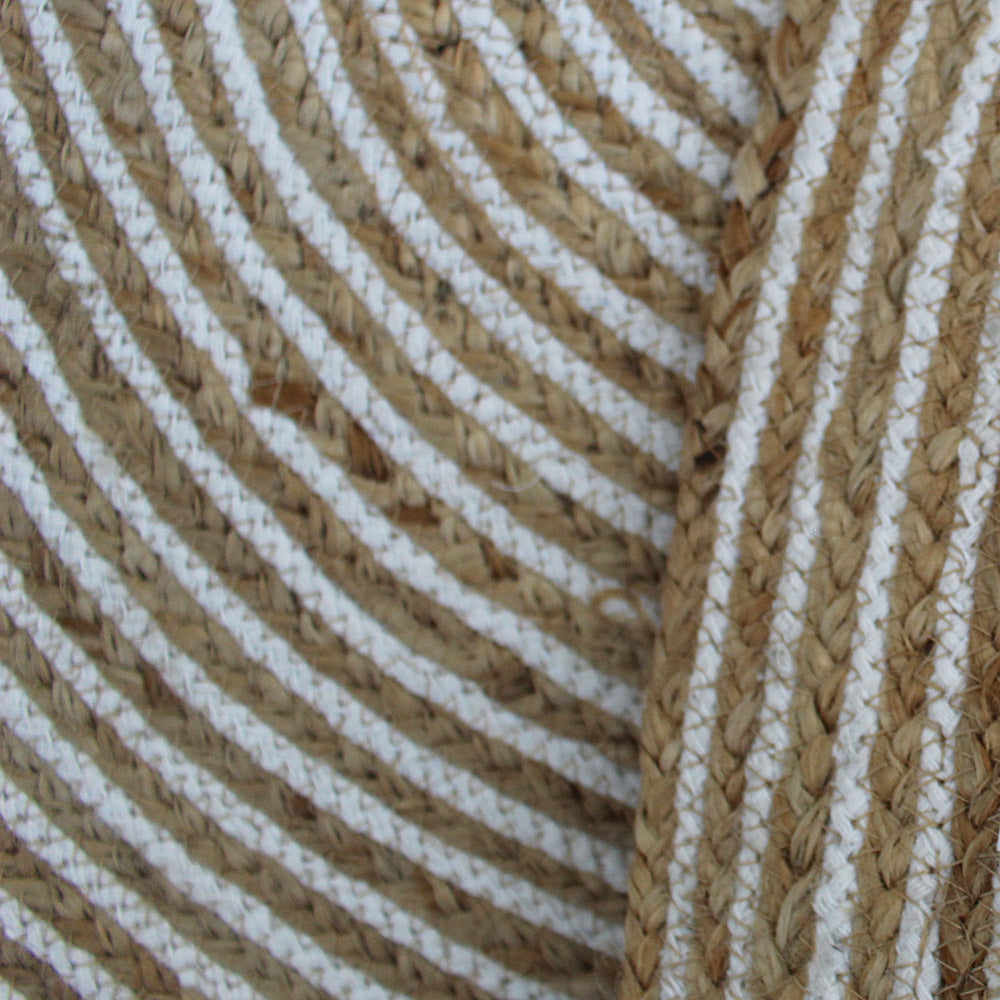 Tappeto Rotondo in Juta e Cotone Naturale-Intrecciato a Mano ø110cm I Juta 509