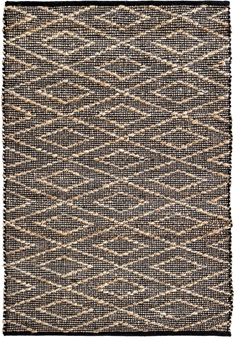 Tappeto in Juta e Cotone con Disegno Geometrico 60x110-Intrecciato a Mano I Juta J23B