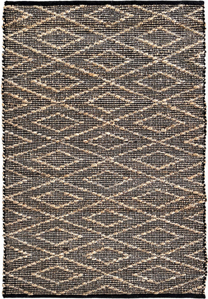 Tappeto in Juta e Cotone con Disegno Geometrico 60x110-Intrecciato a Mano I Juta J23B