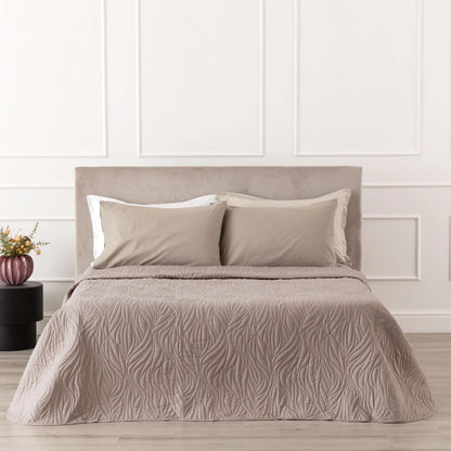 Trapuntino Matrimoniale Ricamato Keya Linea Oro 260x260 cm