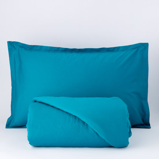 Parure Copripiumino Riviera Matrimoniale | 100% Cotone Madapolam con 2 Federe 4 Volants