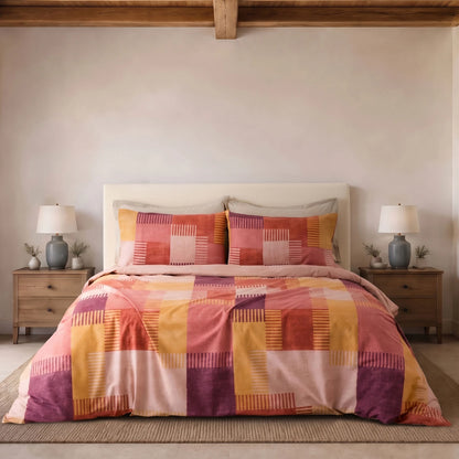 Parure Copripiumino Matrimoniale Parker Riviera in Cotone – Fantasia Geometrica Patchwork