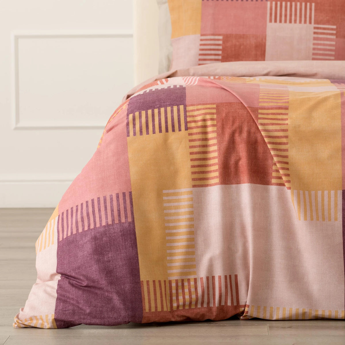 Parure Copripiumino Matrimoniale Parker Riviera in Cotone – Fantasia Geometrica Patchwork