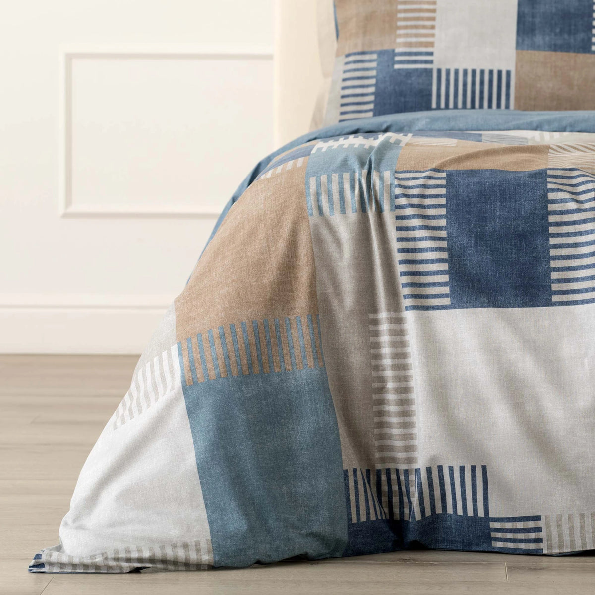 Parure Copripiumino Matrimoniale Parker Riviera in Cotone – Fantasia Geometrica Patchwork