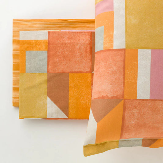 Completo Lenzuola Singolo Linea Oro Rogers in Cotone 100% | Fantasia Geometrica