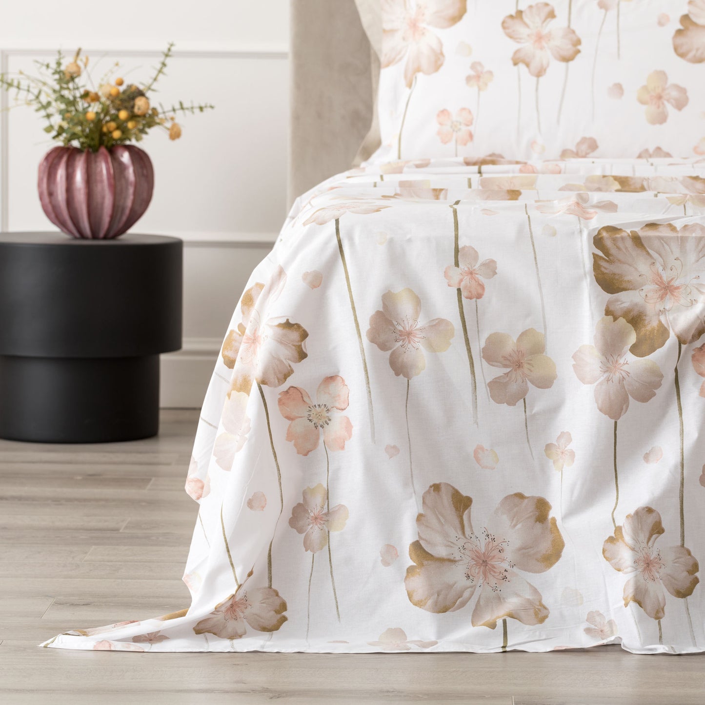 Completo Lenzuola Matrimoniale Linea Oro Ayla 100% Cotone | Fantasia Floreale