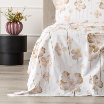 Completo Lenzuola Matrimoniale Linea Oro Ayla 100% Cotone | Fantasia Floreale