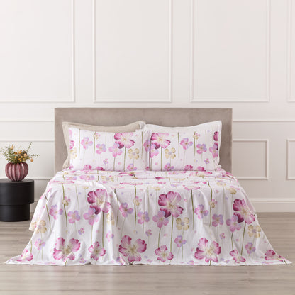 Completo Lenzuola Matrimoniale Linea Oro Ayla 100% Cotone | Fantasia Floreale
