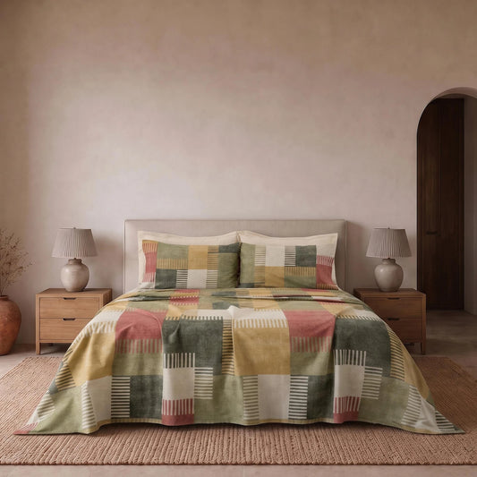 Completo Lenzuola Matrimoniale Parker in 100% Cotone Fantasia Geometrica – Carillo