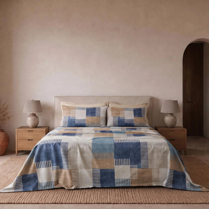 Completo Lenzuola Matrimoniale Parker in 100% Cotone Fantasia Geometrica – Carillo