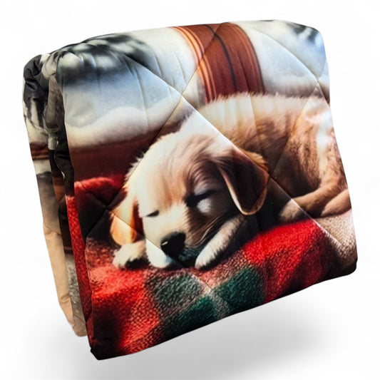 Plaid Natalizio Stampa Digitale Puppy 130x170 Made in Italy